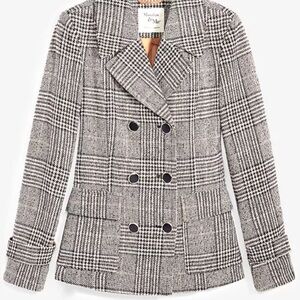 Maralyn & Me Women's Black and White Plaid Blazer